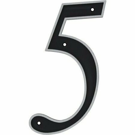 HILLMAN 6 in. Reflective Black Plastic Nail-On Number 5 1 pc, 3PK 844815